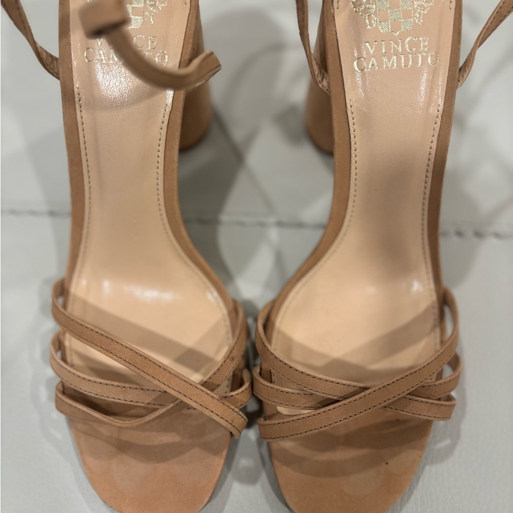 Women's Vince Camuto Kantiel High Heel Ankle Strap Sandal Pump Amendoa Nude - Picture 8 of 12